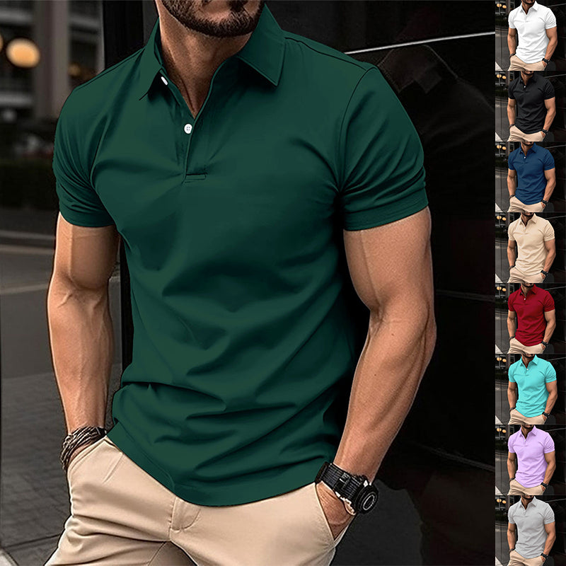 Men's Solid Color Short Sleeve Polo