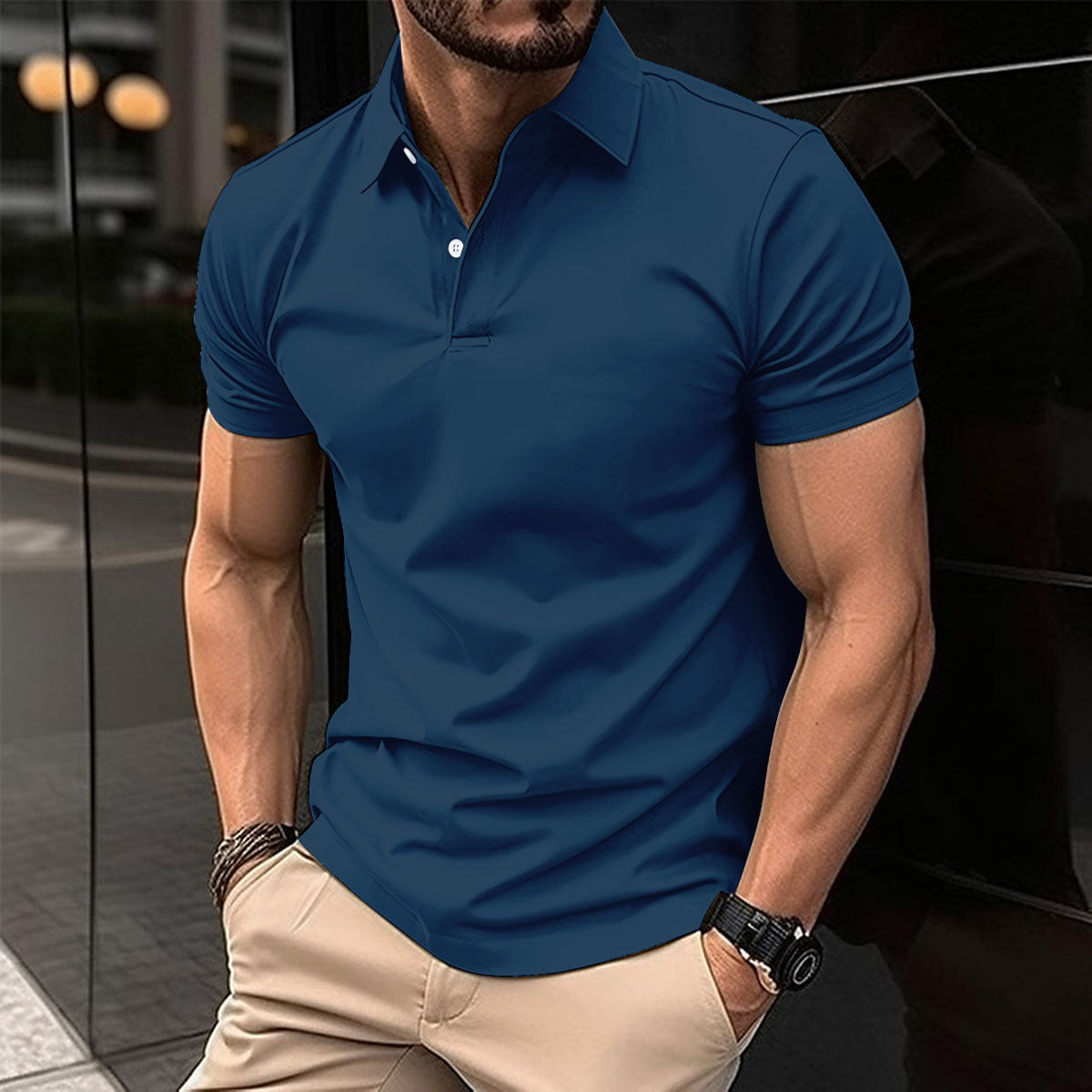 Men's Solid Color Short Sleeve Polo