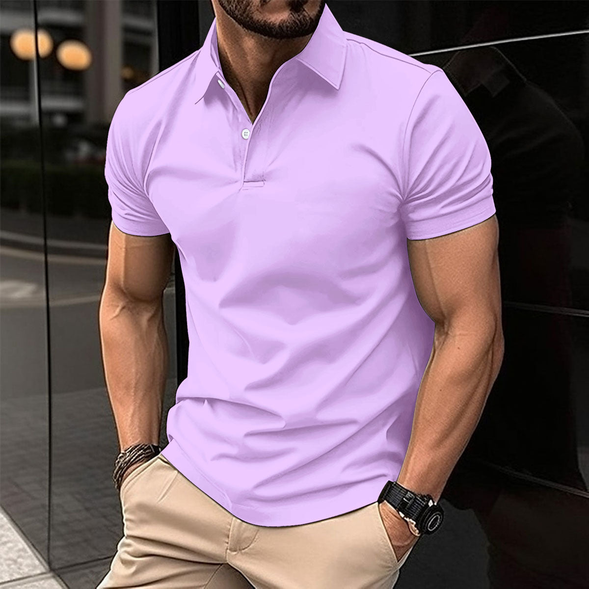 Men's Solid Color Short Sleeve Polo