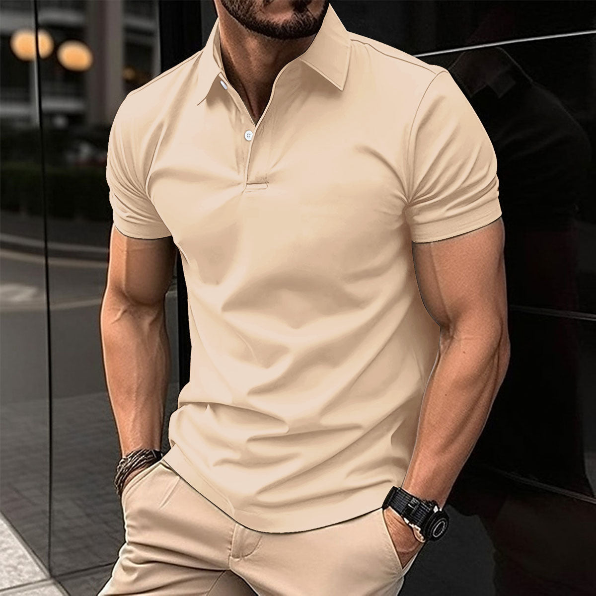 Men's Solid Color Short Sleeve Polo