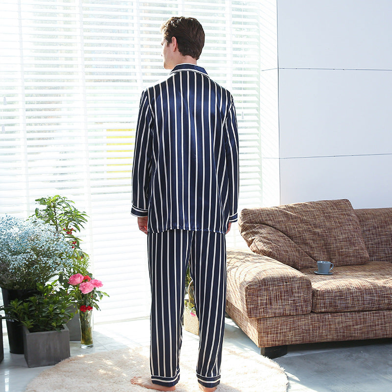 Men's Silk-Feel Stripe Pajama Set