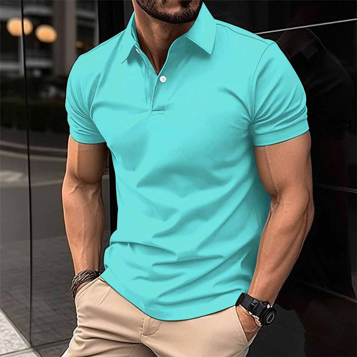 Men's Solid Color Short Sleeve Polo