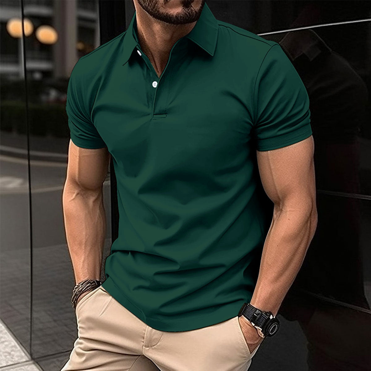 Men's Solid Color Short Sleeve Polo