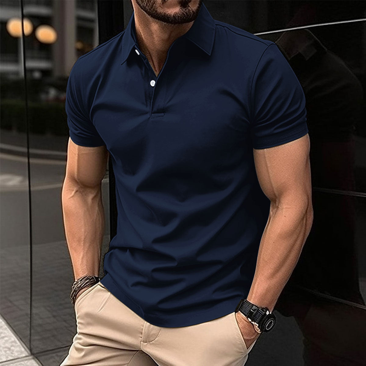 Men's Solid Color Short Sleeve Polo