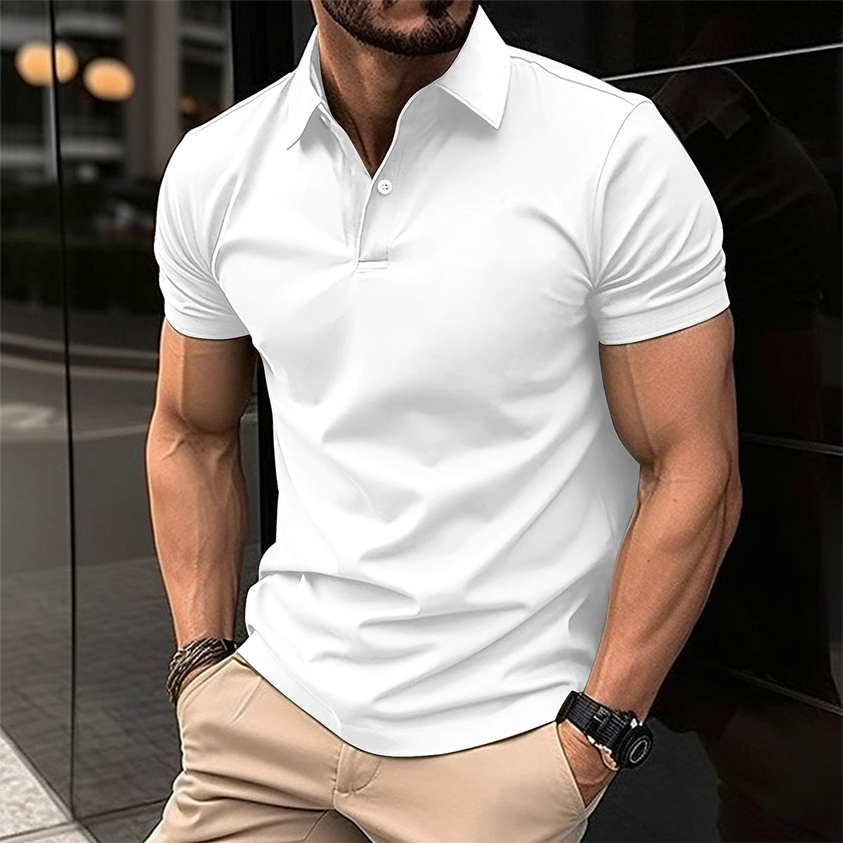 Men's Solid Color Short Sleeve Polo